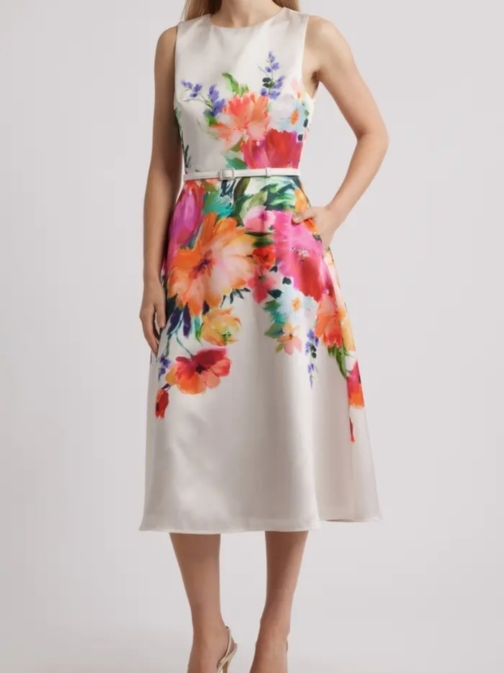 julia jordan Mika Placed Floral Cocktail Midi Dress 1️⃣